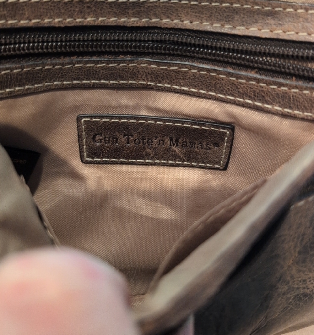 GTM Conceal Carry Brown Buffalo Leather Crossbody Bag - Women's - Picture 2 of 4